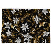 Schwarz-weiße Weihnachtszeit-Blume Große Geschenktüte (Vorderseite)