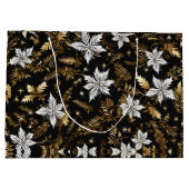 Schwarz-weiße Weihnachtszeit-Blume Große Geschenktüte (Rückseite)