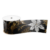 Schwarz-weiße Weihnachtszeit-Blume Satinband (Spule)