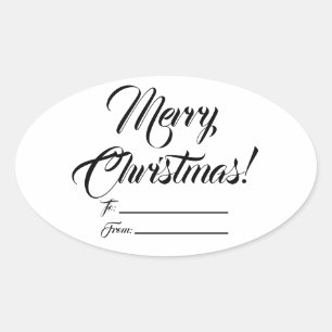 Schwarz-weiße Weihnachtszeit von leerer Schrift Ovaler Aufkleber