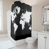 Schwarz-weiße Weltkarte des Entwurfs-69 Duschvorhang (Beispiel)