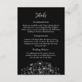 Schwarz-weiße Wildblume QR Code Details Hochzeit Begleitkarte (Vorderseite)