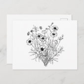 Schwarz-weiße Wildblumen Art Postkarte (Vorne/Hinten)