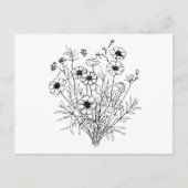Schwarz-weiße Wildblumen Art Postkarte (Vorderseite)