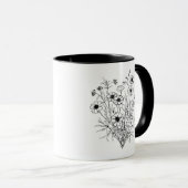 Schwarz-weiße Wildblumen Art Tasse (VorderseiteRechts)
