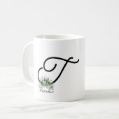 Schwarz-weiße Wildblumen Kaffeezubereitung Tasse (Vorderseite Links)