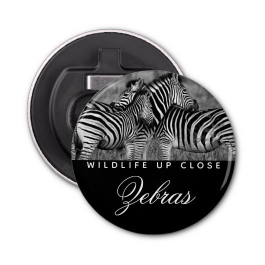 Schwarz-weiße Wildtiere Nah Flaschenöffner (Vorderseite)