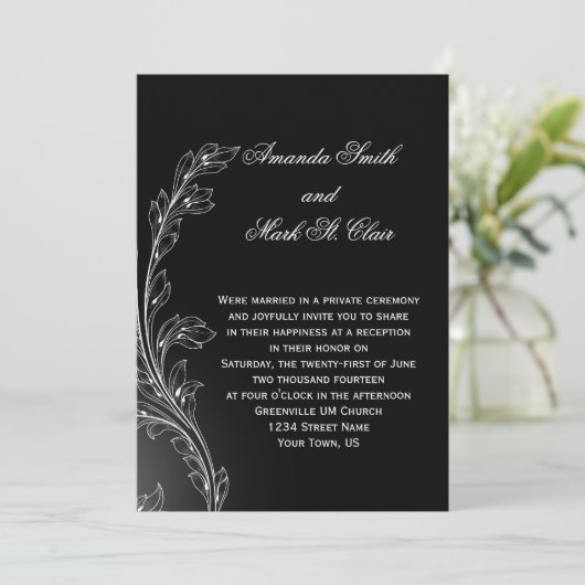 Schwarz-weiße Wirbel nach Hochzeiten Einladung (Stehend Vorderseite)