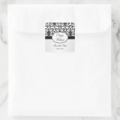 Schwarz-weiße Wirbel, Vögel Save the Date Quadratischer Aufkleber (Tasche)