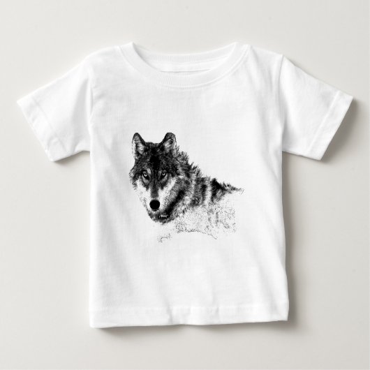 Schwarz-weiße Wolf-Augen Baby T-shirt (Vorderseite)