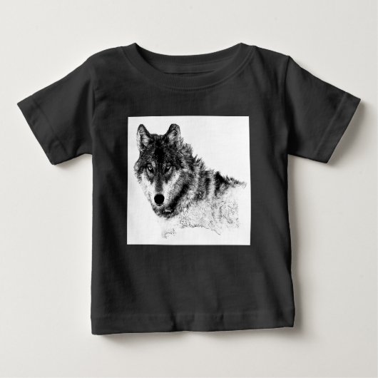 Schwarz-weiße Wolf-Augen Baby T-shirt (Vorderseite)