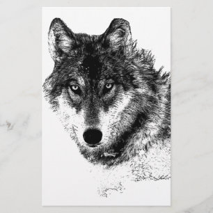 Schwarz-weiße Wolf-Augen Briefpapier
