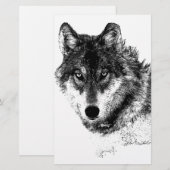 Schwarz-weiße Wolf-Augen Briefpapier (Vorne/Hinten)