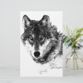 Schwarz-weiße Wolf-Augen Briefpapier (Stehend Vorderseite)