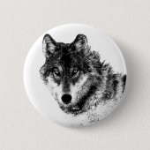 Schwarz-weiße Wolf-Augen Button (Vorderseite)