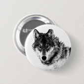 Schwarz-weiße Wolf-Augen Button (Vorne & Hinten)