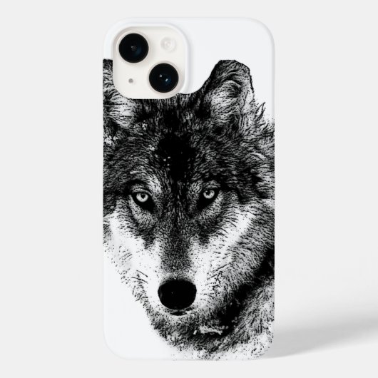 Schwarz-weiße Wolf-Augen Case-Mate iPhone Hülle (Rückseite)