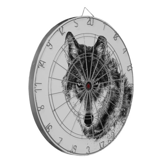 Schwarz-weiße Wolf-Augen Dartscheibe (Vorderseite Links)