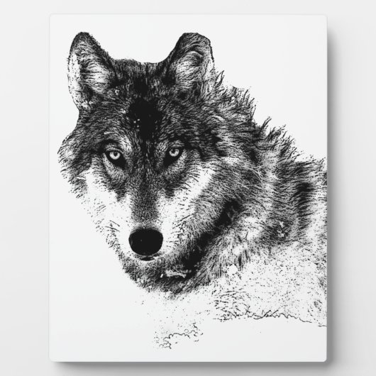 Schwarz-weiße Wolf-Augen Fotoplatte (Vorderseite)