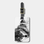 Schwarz-weiße Wolf-Augen Gepäckanhänger (Vorderseite vertikal)