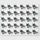 Schwarz-weiße Wolf-Augen Geschenkpapier (Flach)