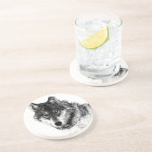 Schwarz-weiße Wolf-Augen Getränkeuntersetzer (Seite)