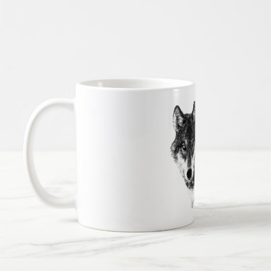 Schwarz-weiße Wolf-Augen Kaffeetasse (Links)