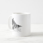 Schwarz-weiße Wolf-Augen Kaffeetasse (Vorderseite Links)