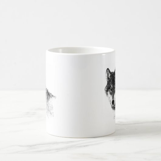 Schwarz-weiße Wolf-Augen Kaffeetasse (Mittel)