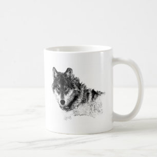 Schwarz-weiße Wolf-Augen Kaffeetasse