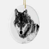 Schwarz-weiße Wolf-Augen Keramikornament (Rechts)