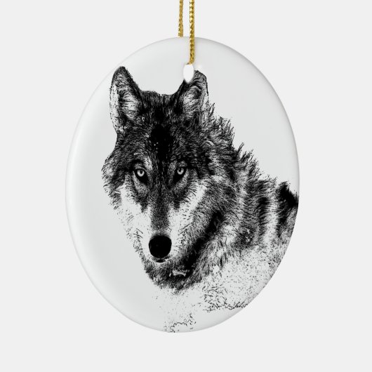 Schwarz-weiße Wolf-Augen Keramikornament (Rechts)