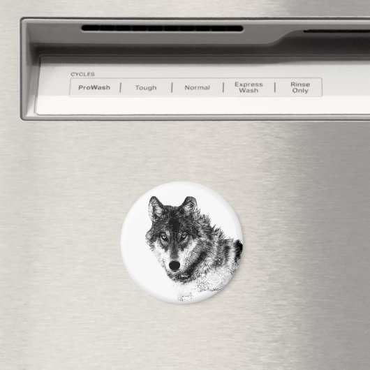 Schwarz-weiße Wolf-Augen Magnet (In Situ (Geschirrspüler))