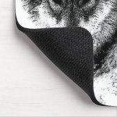 Schwarz-weiße Wolf-Augen Mousepad (Ecke)