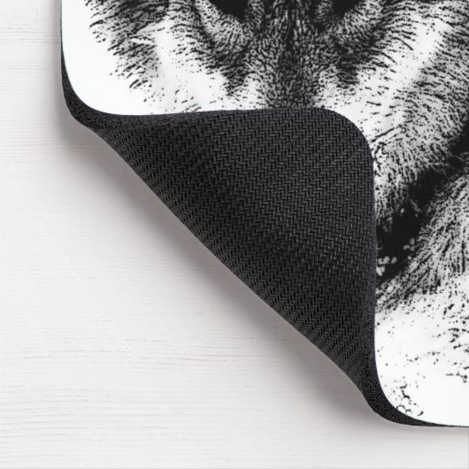 Schwarz-weiße Wolf-Augen Mousepad (Ecke)