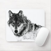 Schwarz-weiße Wolf-Augen Mousepad (Mit Mouse)