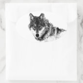 Schwarz-weiße Wolf-Augen Ovaler Aufkleber (Tasche)