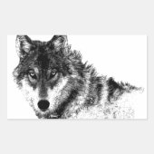 Schwarz-weiße Wolf-Augen Rechteckiger Aufkleber (Vorderseite)
