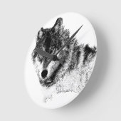 Schwarz-weiße Wolf-Augen Runde Wanduhr (Winkel)