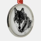 Schwarz-weiße Wolf-Augen Silbernes Ornament (Rechts)