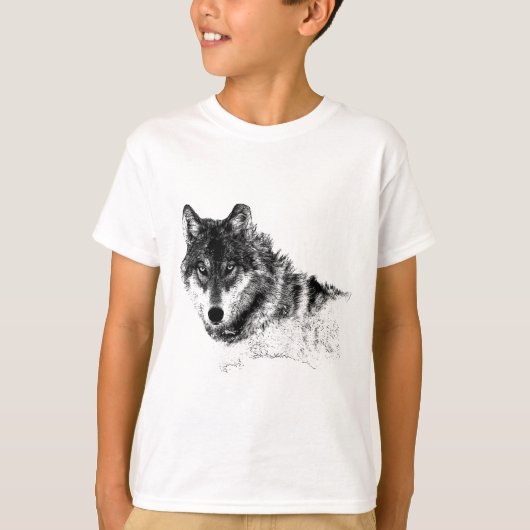 Schwarz-weiße Wolf-Augen T-Shirt (Vorderseite)