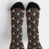 Schwarz Weiße Wölfe Mondlicht Herbstlaub Socken (Oben)