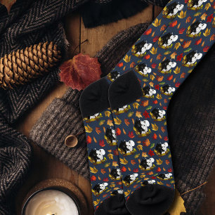 Schwarz Weiße Wölfe Mondlicht Herbstlaub Socken