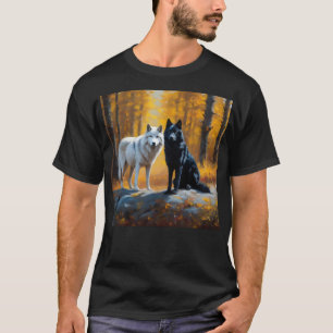 Schwarz-weiße Wölfe T-Shirt