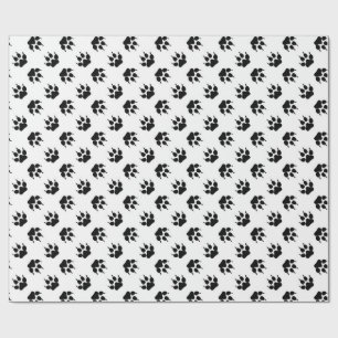 Schwarz-weiße Wolfspfoten-Wrapierpapier Geschenkpapier