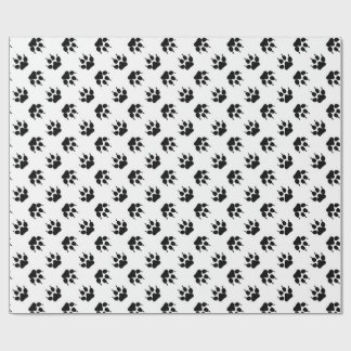 Schwarz-weiße Wolfspfoten-Wrapierpapier Geschenkpapier
