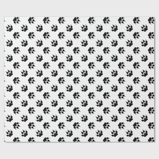 Schwarz-weiße Wolfspfoten-Wrapierpapier Geschenkpapier (Flach)