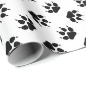 Schwarz-weiße Wolfspfoten-Wrapierpapier Geschenkpapier (Rolleneckpunkt)