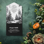 Schwarz-weiße Woodland Adventure Baby-Dusche All In One Einladung