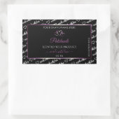 Schwarz-weiße Word Art Product Labels Lila Hearts Rechteckiger Aufkleber (Tasche)